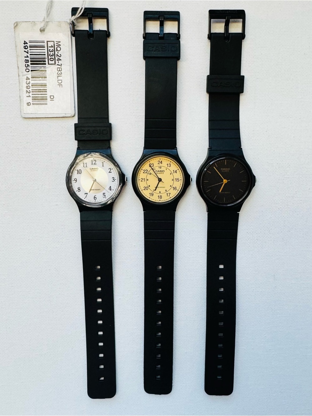 Casio Analog Men's Lot Of  3 RUNNING Black Beige White Dials 1330 MQ-24